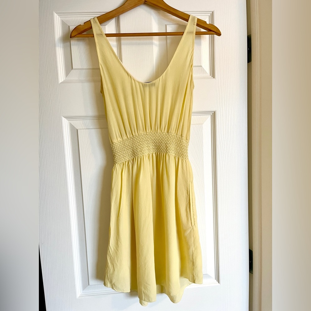 Aritzia Babaton Pale Yellow Silk Dress